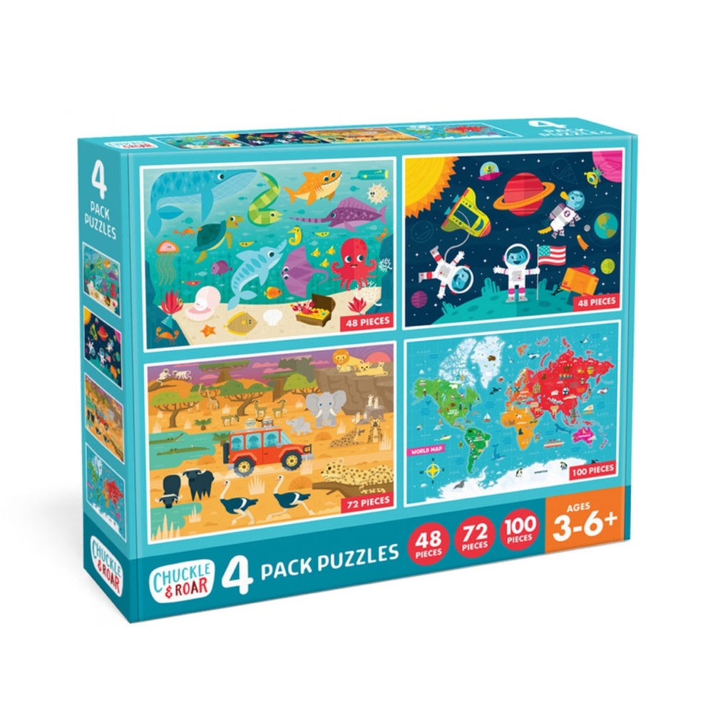 Chuckle & Roar 4 -Pack Jigsaw Puzzles‎ for Kids Age 3-6+